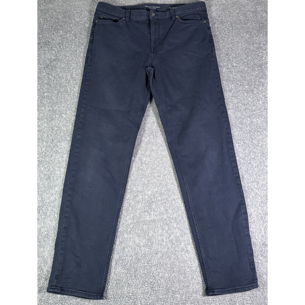 Banana Republic Mens 36x32 Navy Blue Traveler Pants Athletic Tapered Fit Stretch